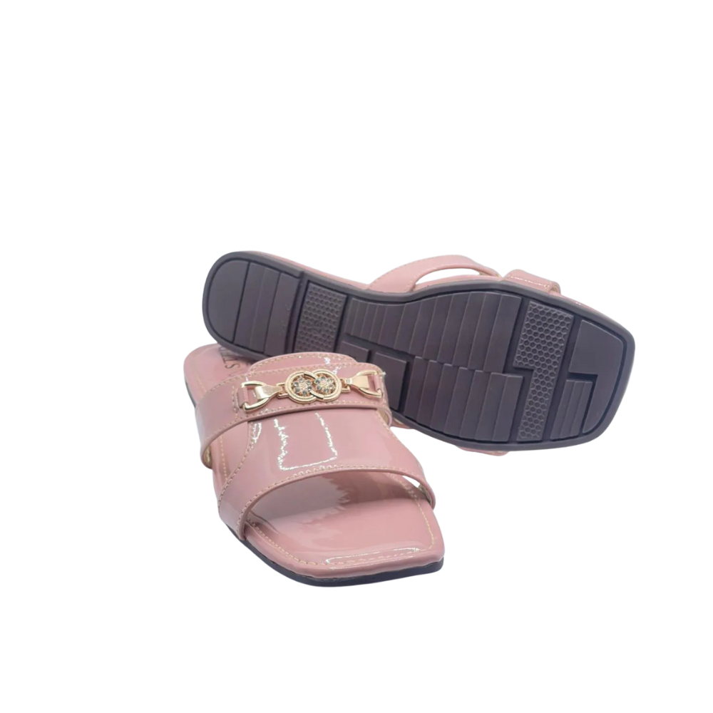 Nude Glossy Elegant Slippers