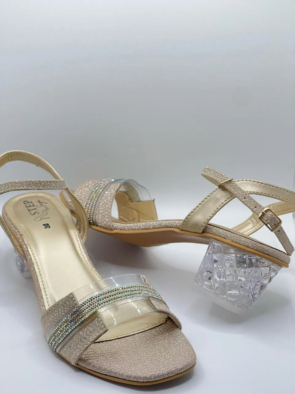 Transparent Carved Block Heel