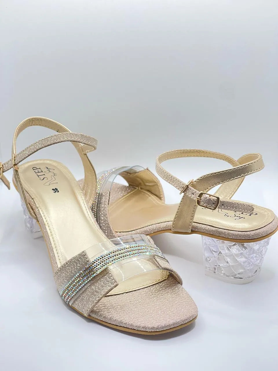 Transparent Carved Block Heel