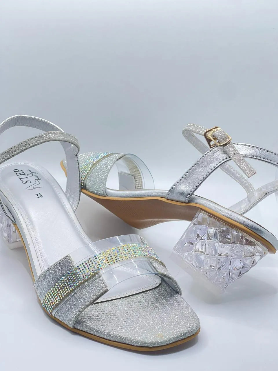 Transparent Carved Block Heel