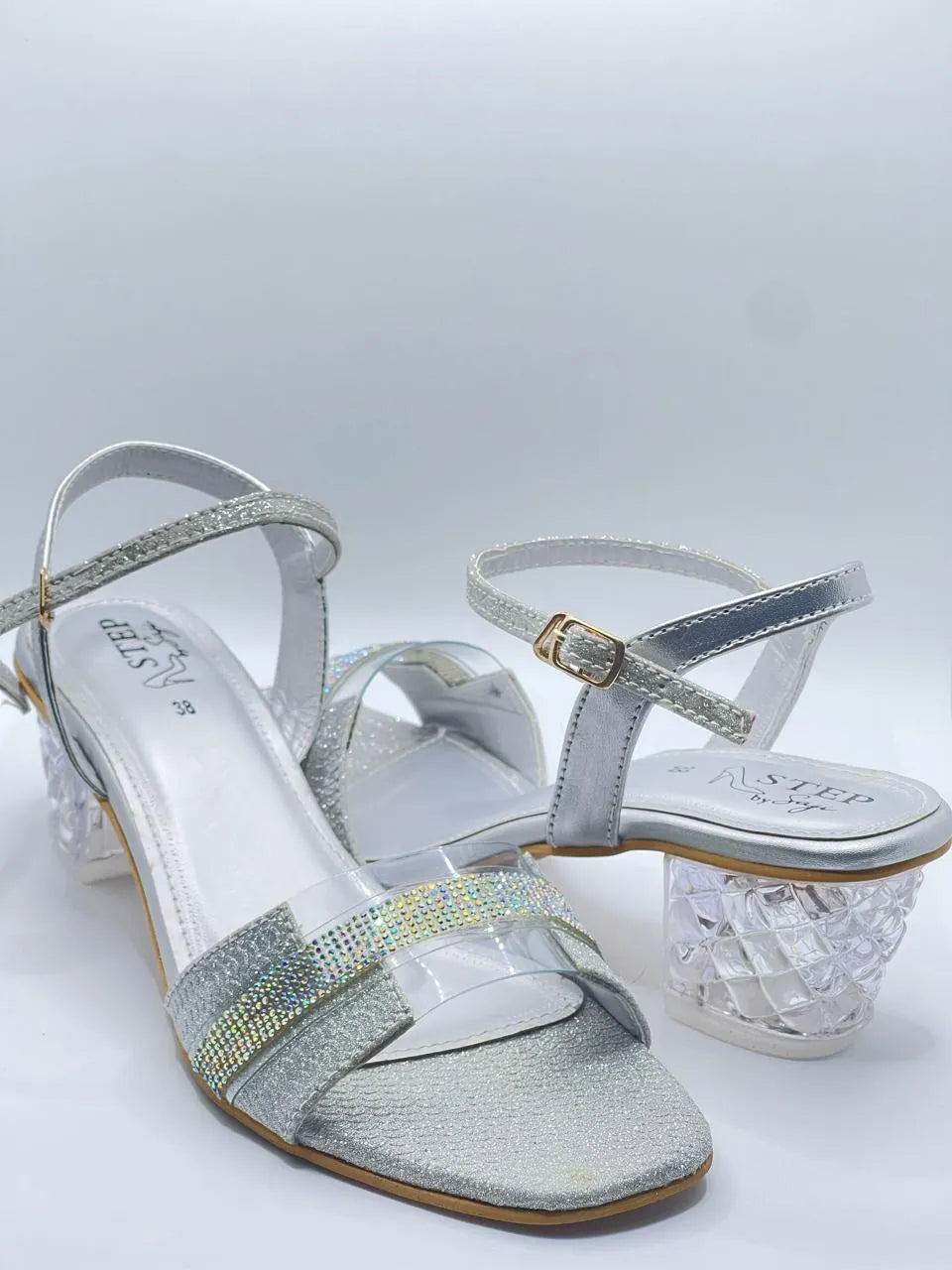 Transparent Carved Block Heel