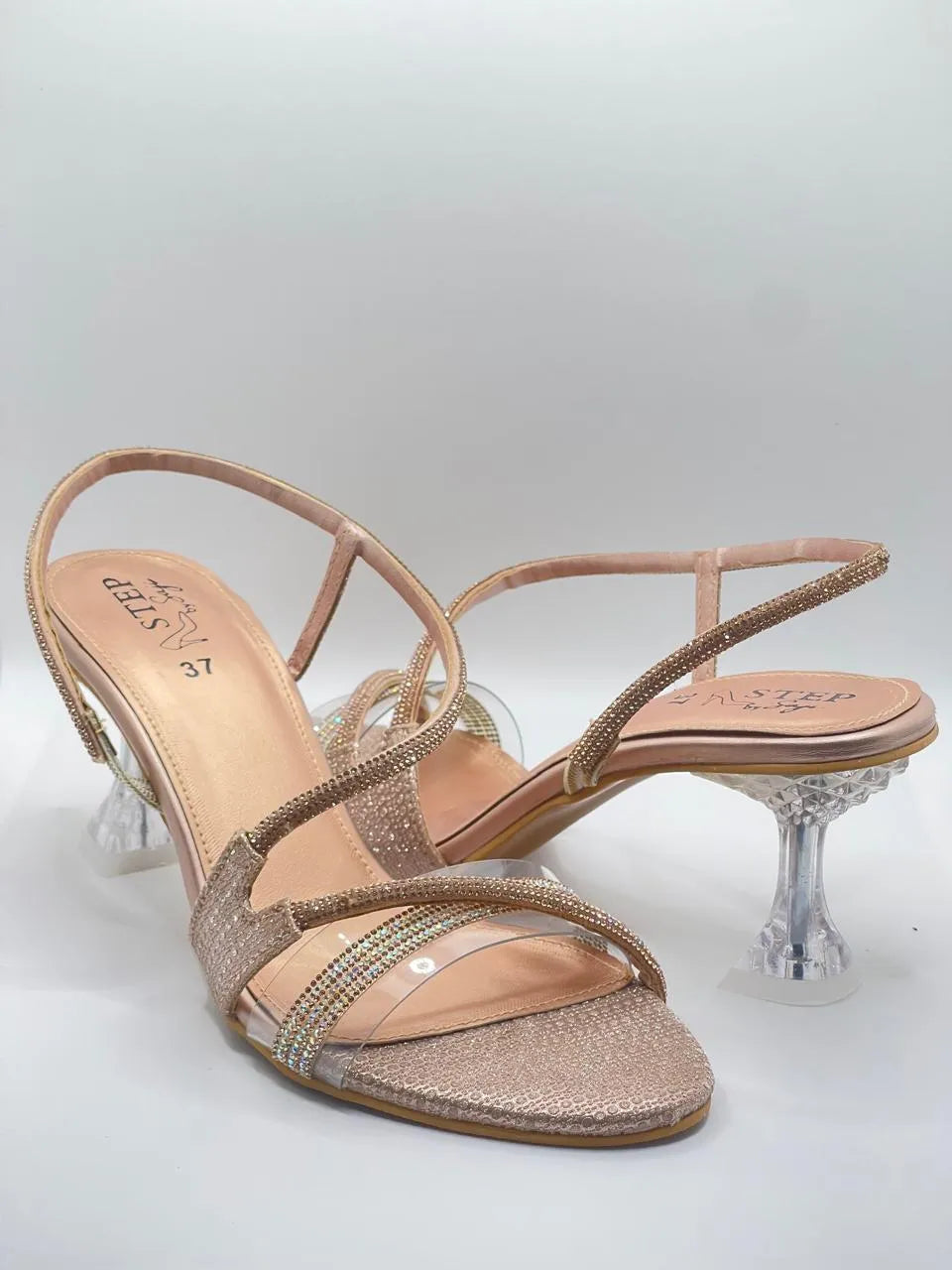 Transparent Flared Block Heel
