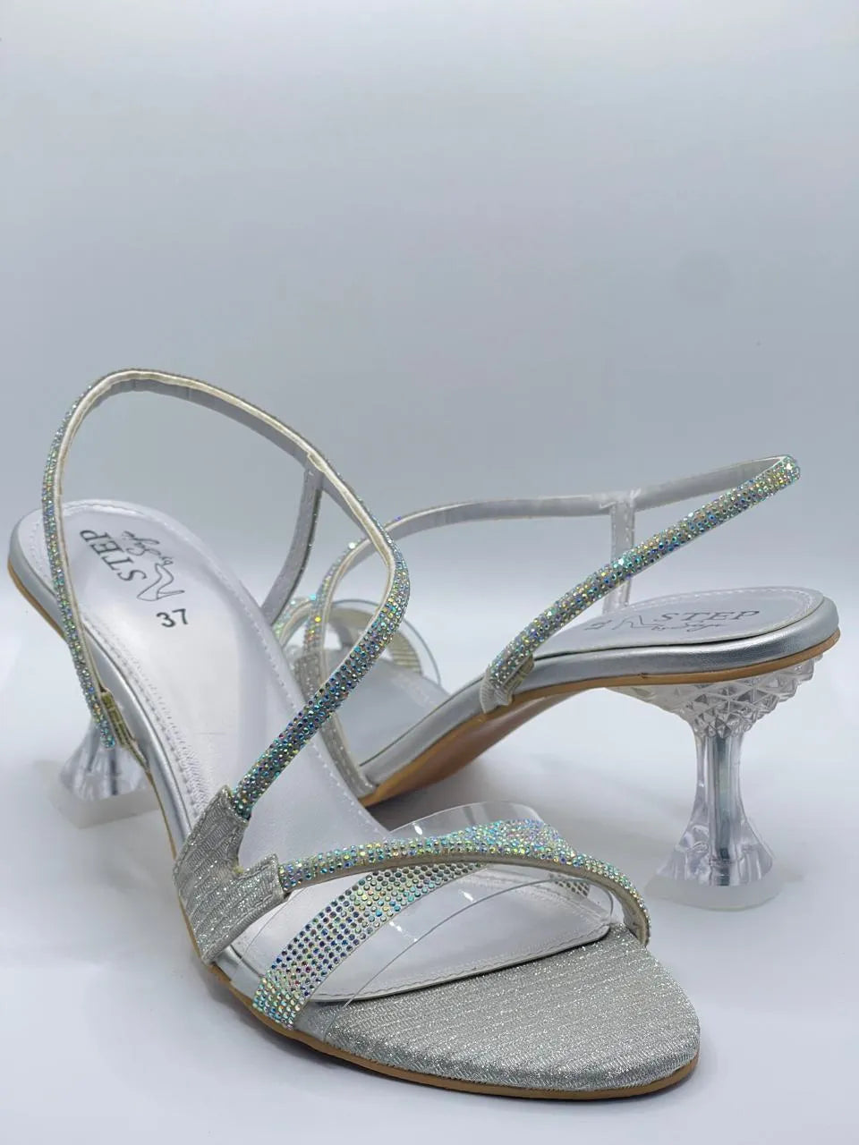 Transparent Flared Block Heel
