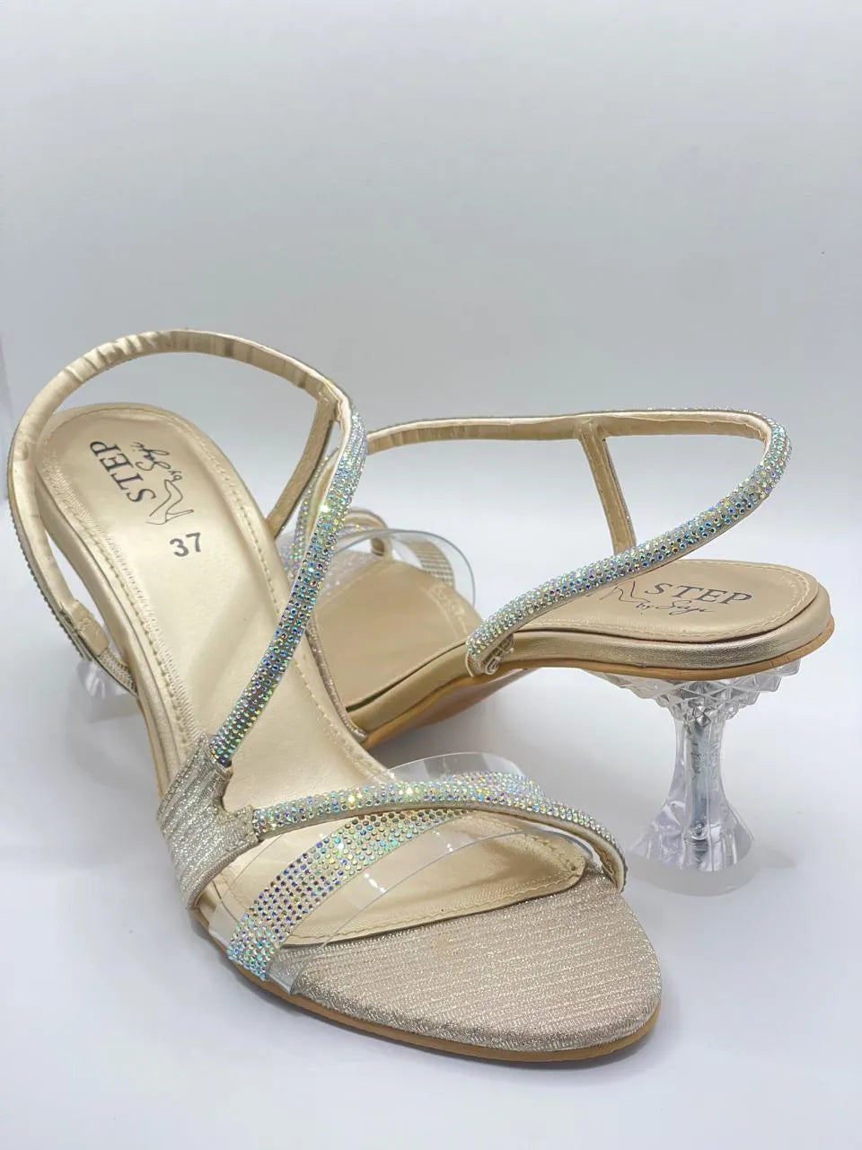 Transparent Flared Block Heel