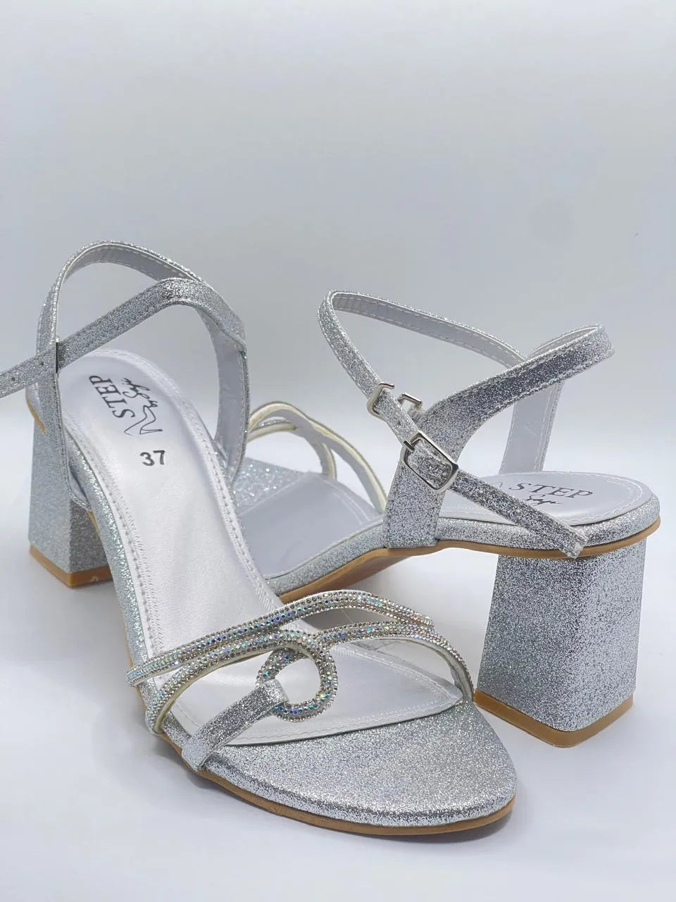 Silver Block Heel