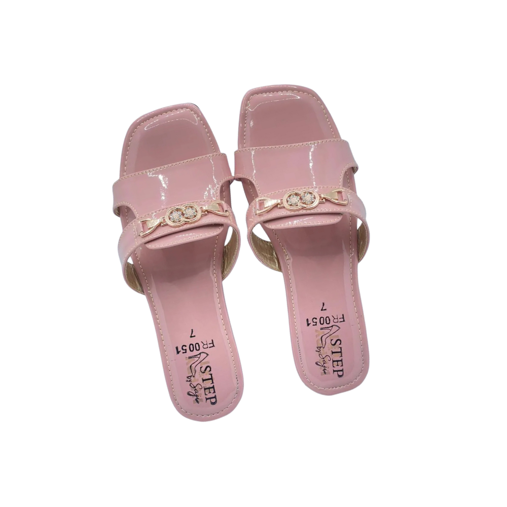 Nude Glossy Elegant Slippers