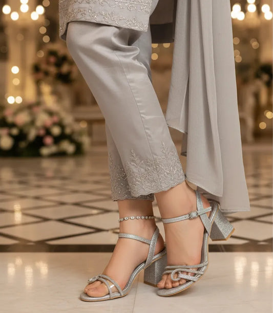 Silver Block Heel