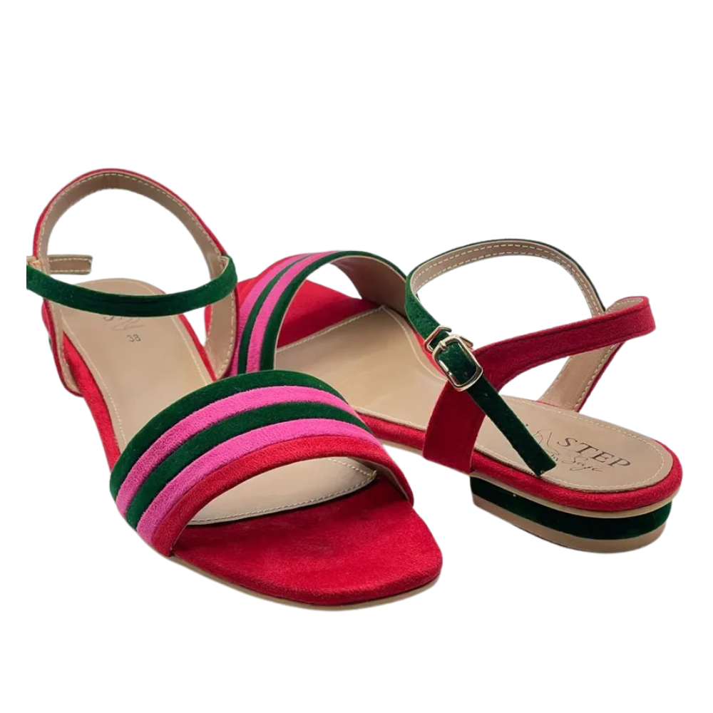 Flat Sandal with Adjustable Buckled Ankle Strap