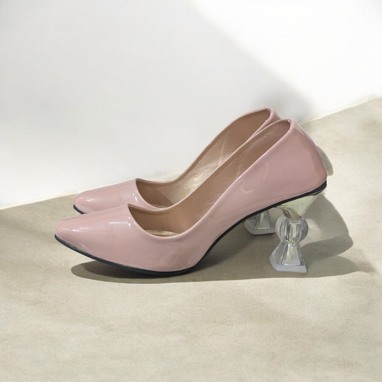 Blush Elegance Crystal Heel Pumps