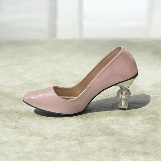 Blush Elegance Crystal Heel Pumps