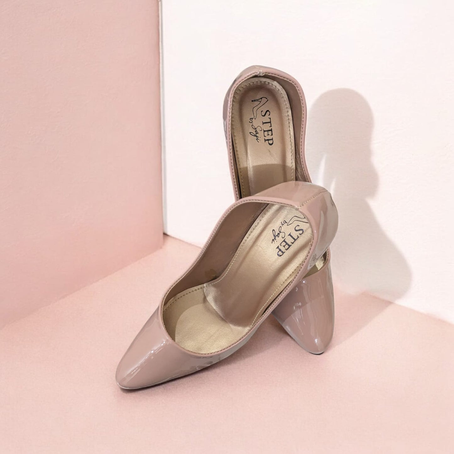 Blush Elegance Crystal Heel Pumps