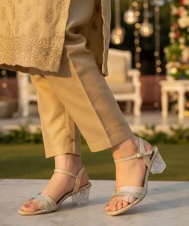 Transparent Carved Block Heel